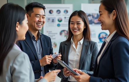 Business team enjoying a conversation together